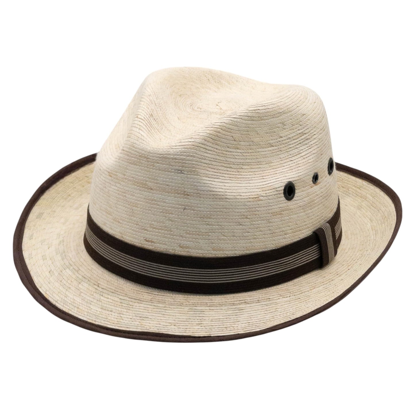 Sombrero estilo panamá de ala corta hecho de hojas de palma