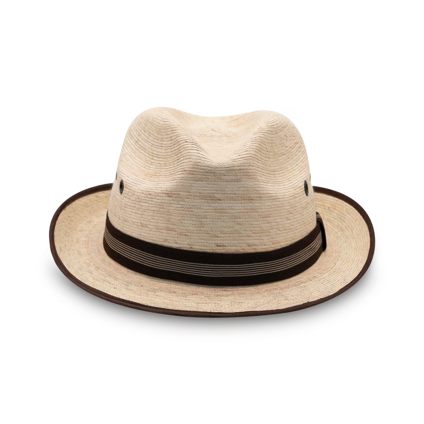 Sombrero estilo panamá de ala corta hecho de hojas de palma