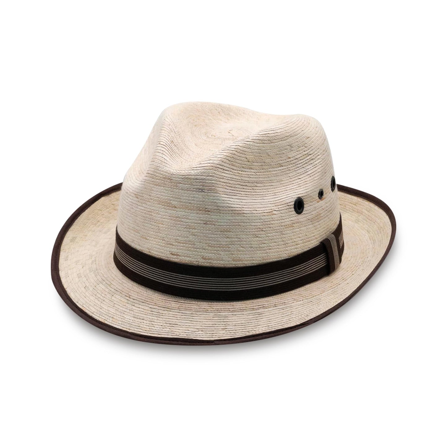 Sombrero estilo panamá de ala corta hecho de hojas de palma