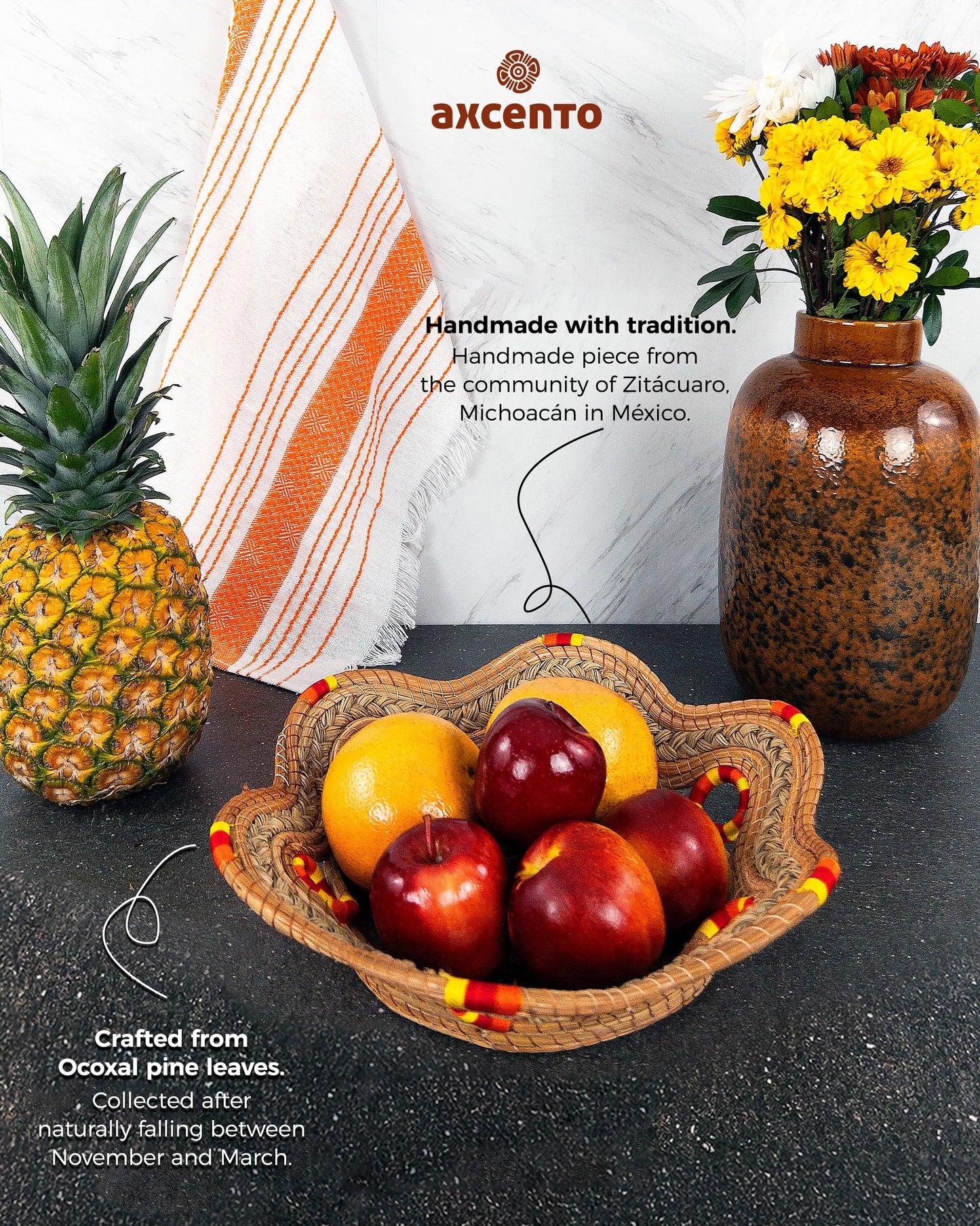 Ocoxal, Cesta para pan o fruta hecha de fibra de pino