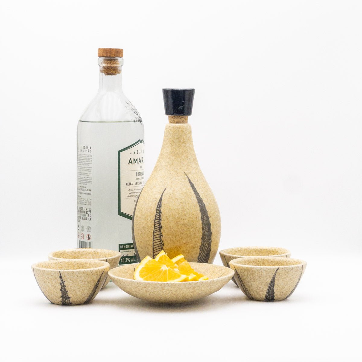 Salmiana  - Set de Tequileros para mezcal o tequila, 6 piezas