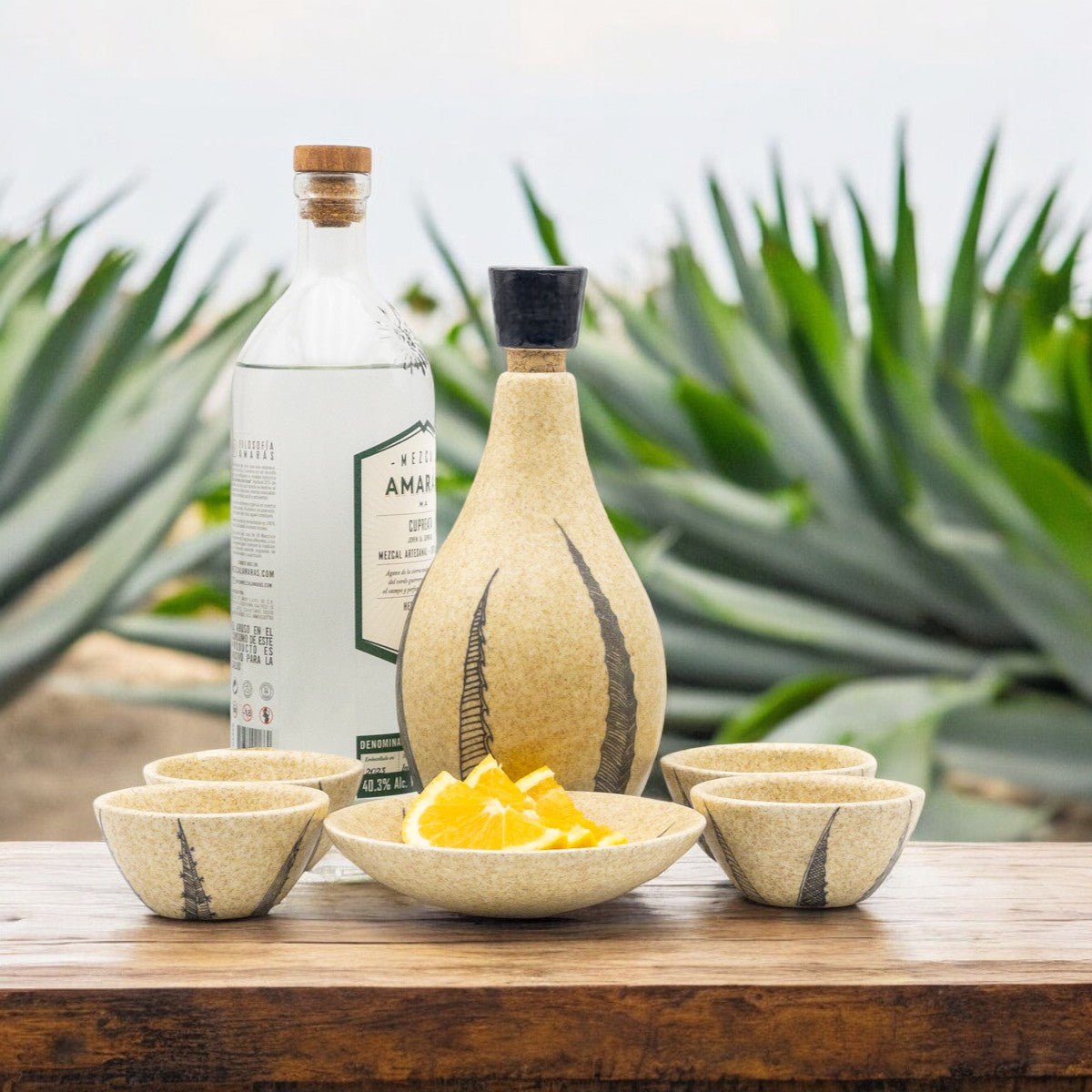 Salmiana  - Set de Tequileros para mezcal o tequila, 6 piezas