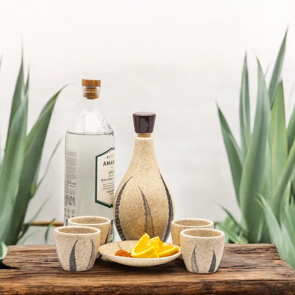Arroqueño - Set de Tequileros para mezcal o tequila, 6 piezas