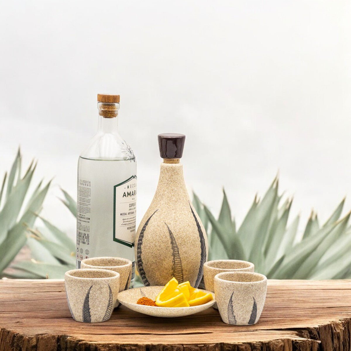 Arroqueño - Set de Tequileros para mezcal o tequila, 6 piezas