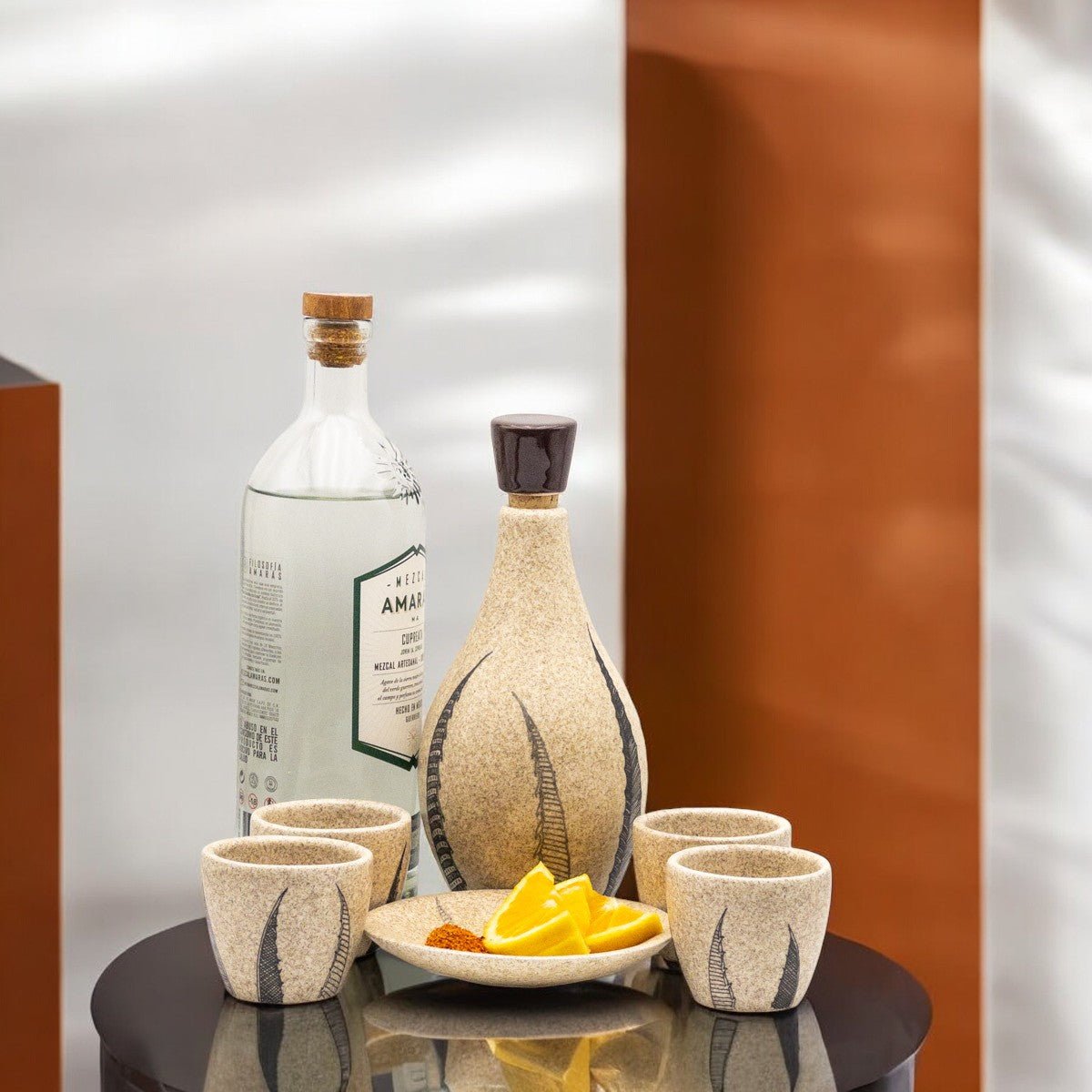 Arroqueño - Set de Tequileros para mezcal o tequila, 6 piezas