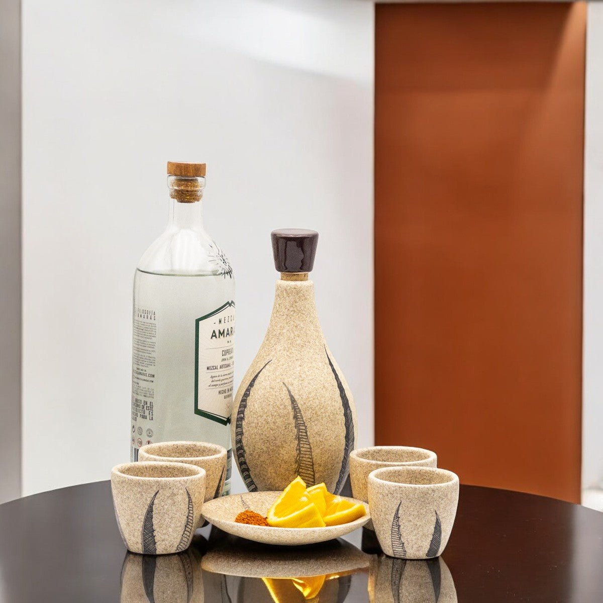 Arroqueño - Set de Tequileros para mezcal o tequila, 6 piezas