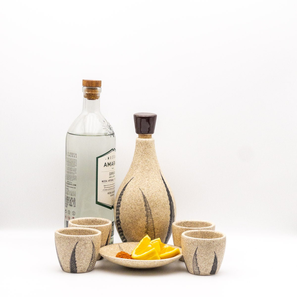 Arroqueño - Set de Tequileros para mezcal o tequila, 6 piezas