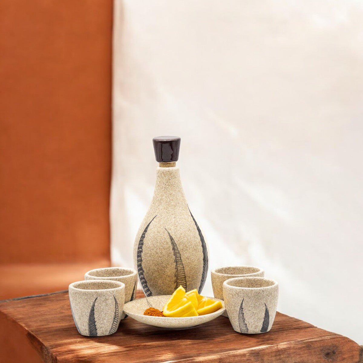 Arroqueño - Set de Tequileros para mezcal o tequila, 6 piezas