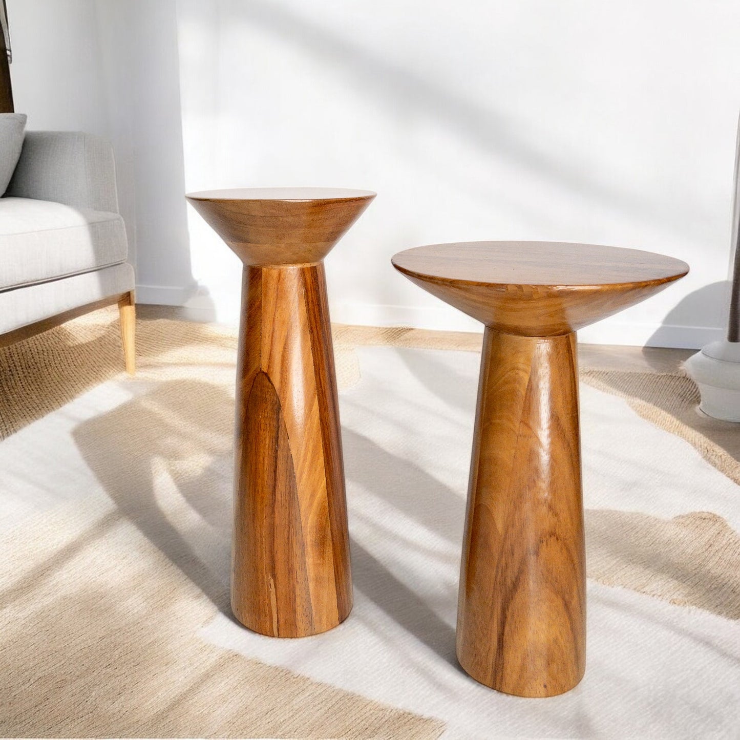 Juego de mesas laterales de madera parota Cuahui