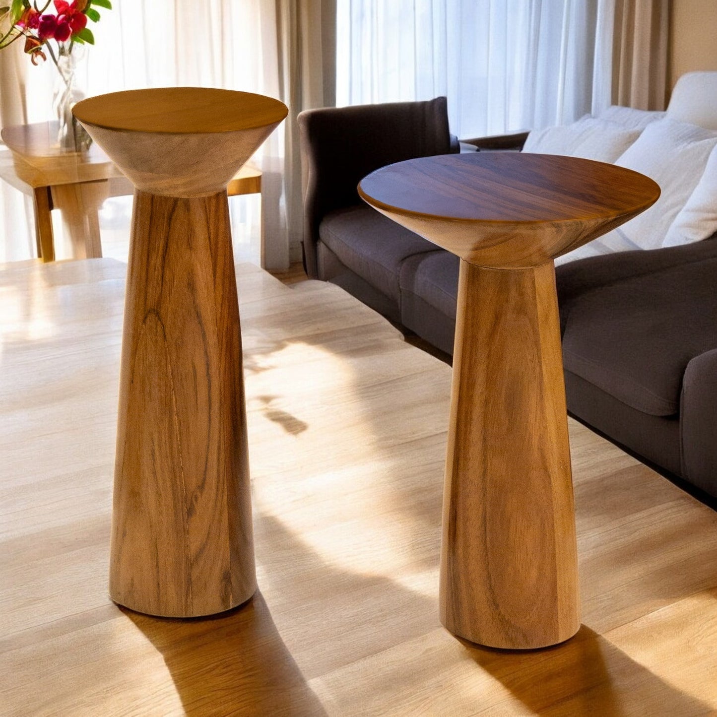 Juego de mesas laterales de madera parota Cuahui