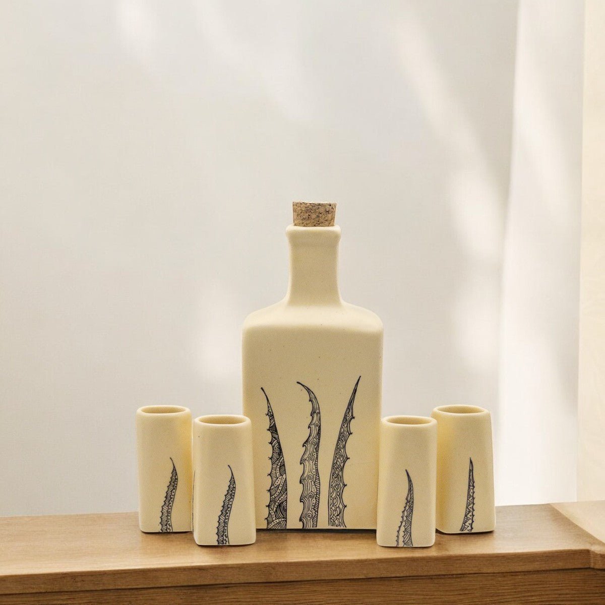 Cupreata - Set de Tequileros para mezcal o tequila, 5 piezas