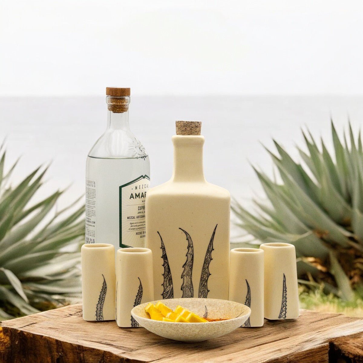 Cupreata - Set de Tequileros para mezcal o tequila, 5 piezas