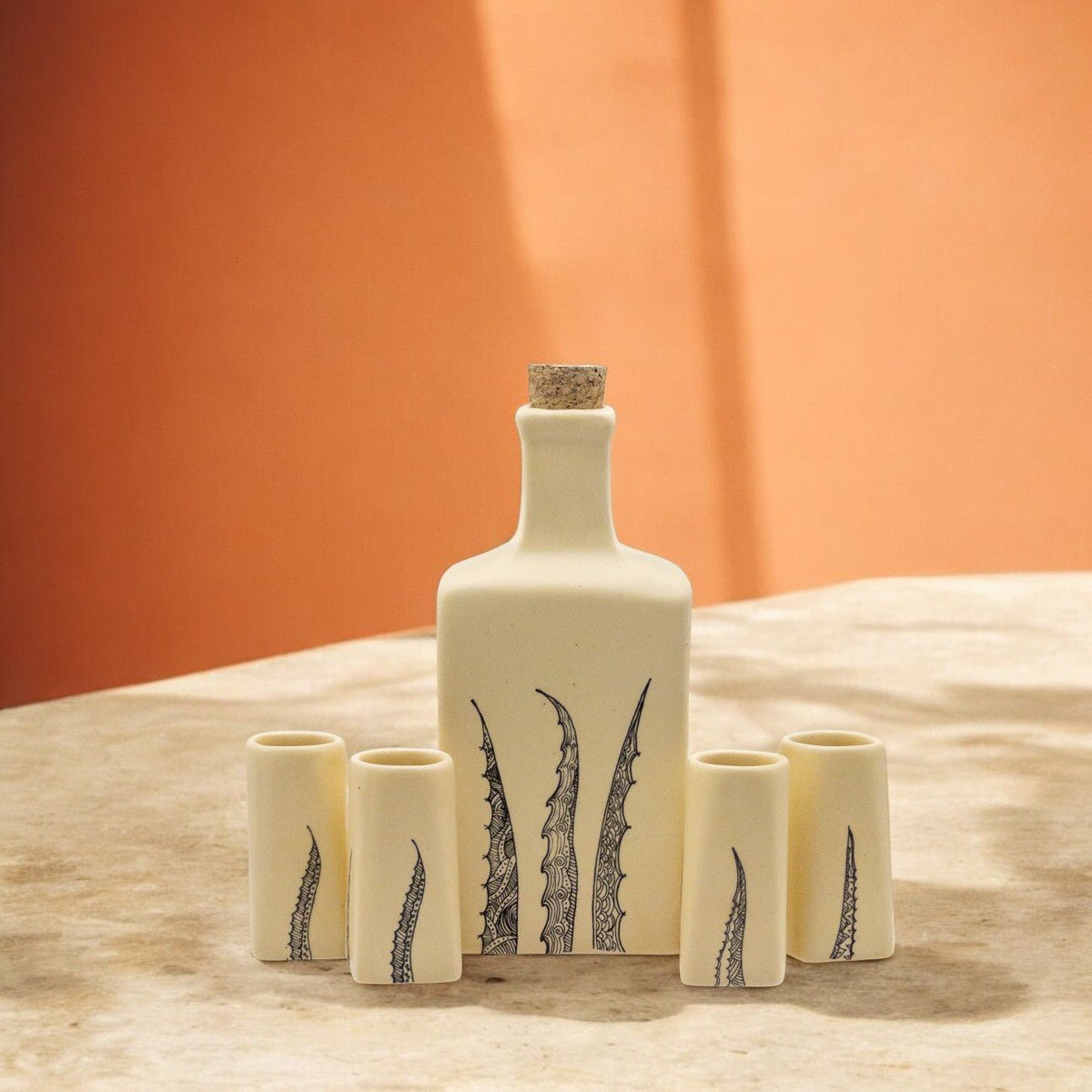 Cupreata - Set de Tequileros para mezcal o tequila, 5 piezas