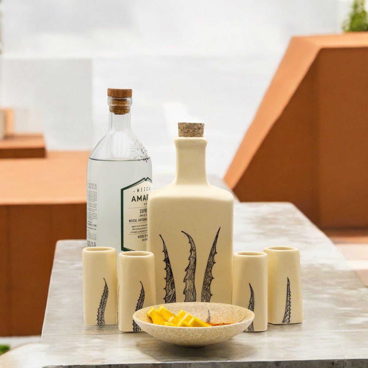 Cupreata - Set de Tequileros para mezcal o tequila, 5 piezas