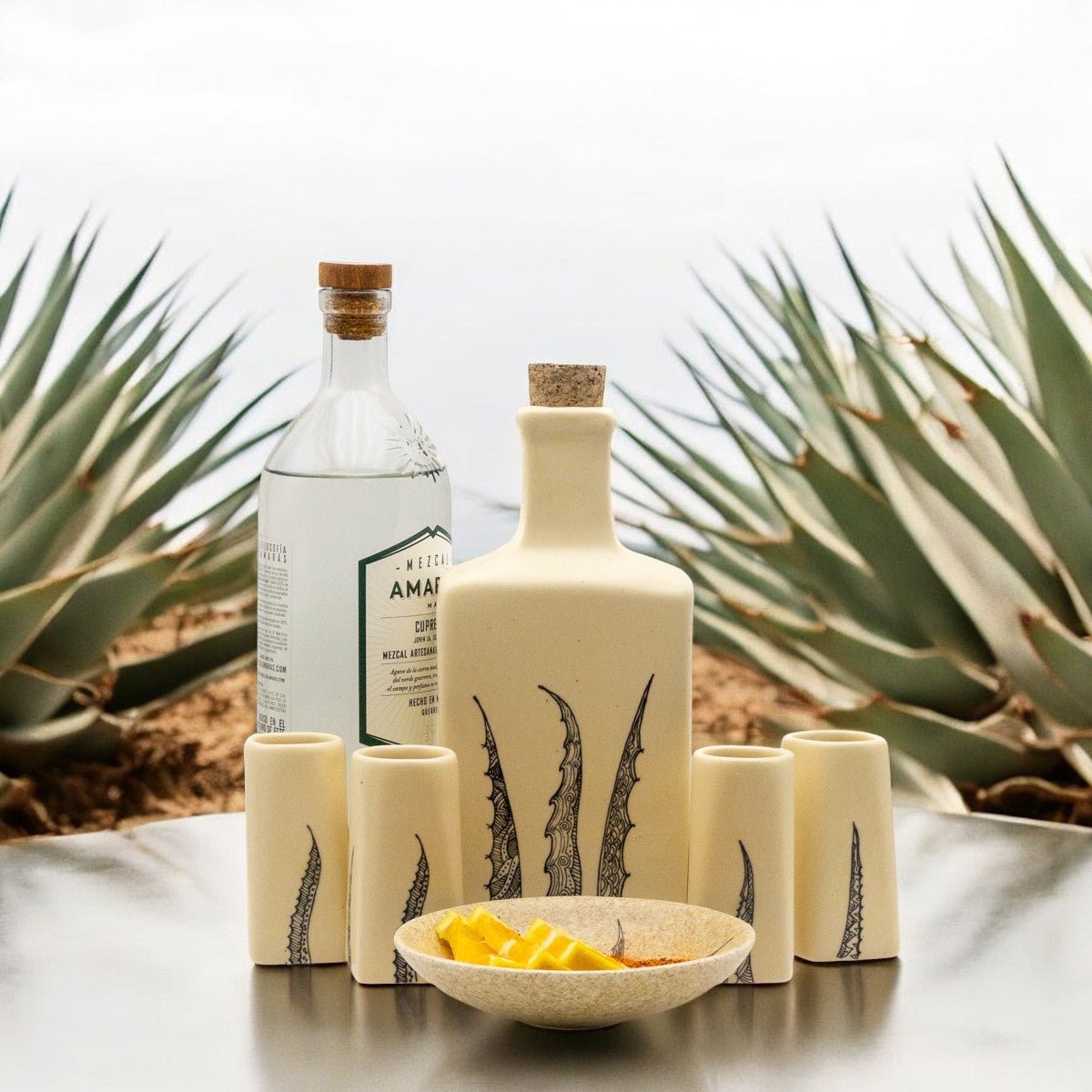 Cupreata - Set de Tequileros para mezcal o tequila, 5 piezas
