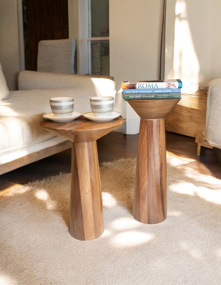 Juego de mesas laterales de madera parota Cuahui