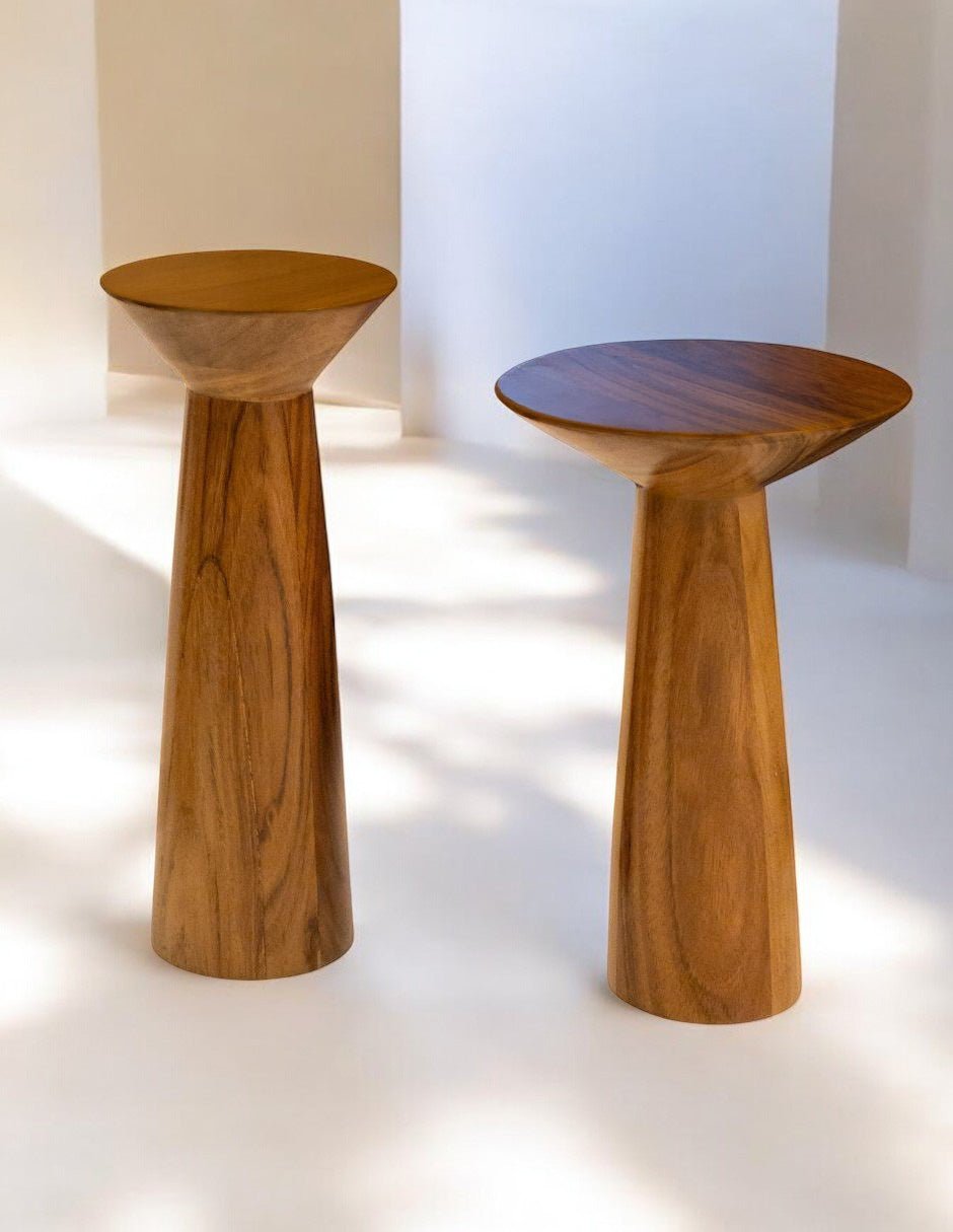 Juego de mesas laterales de madera parota Cuahui