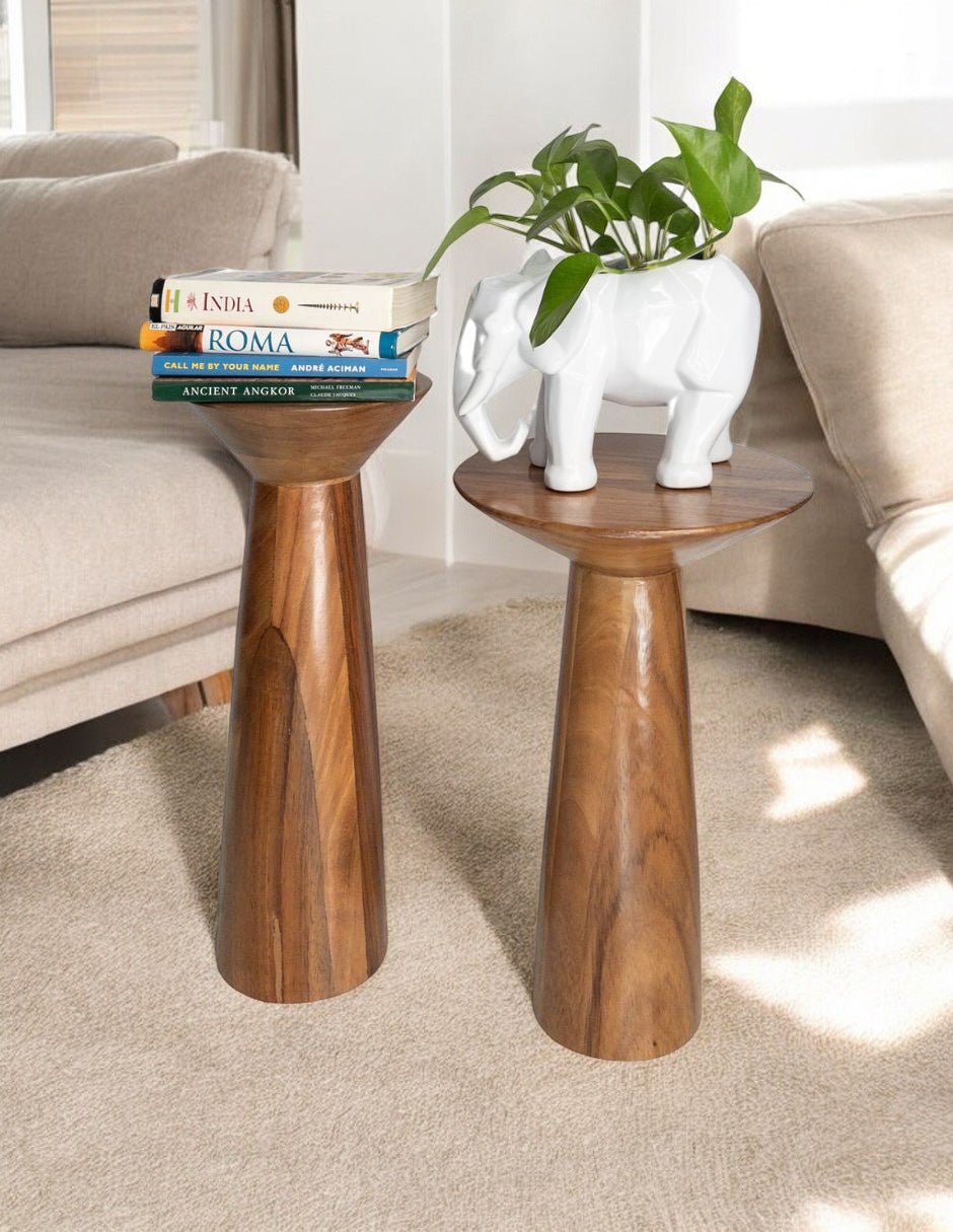 Juego de mesas laterales de madera parota Cuahui