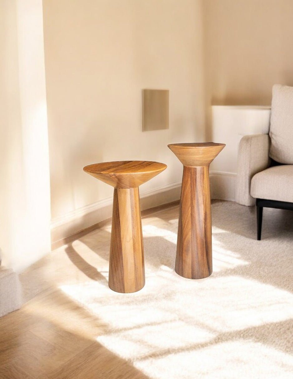 Juego de mesas laterales de madera parota Cuahui