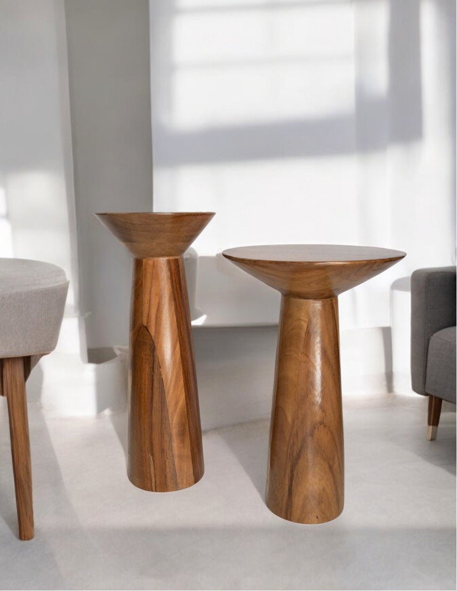 Juego de mesas laterales de madera parota Cuahui