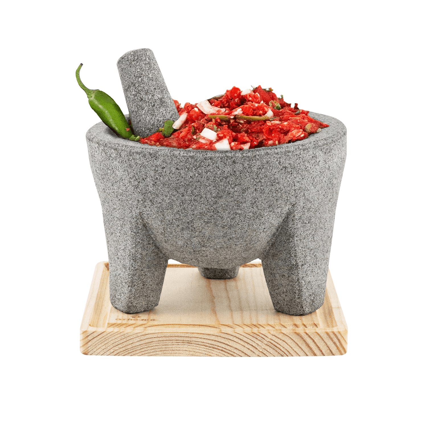 Kit Molcajete de Piedra Volcánica Basalto y Tabla de protección - poro cerrado. - Axcento - México, Molcajetes y Puras cosas Bellas