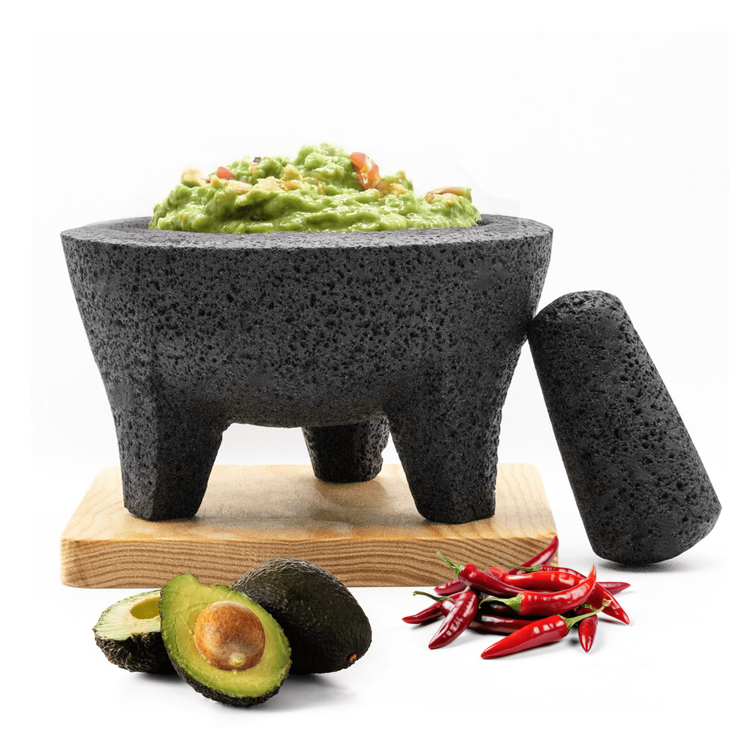 Kit Molcajete de Piedra Volcánica y Tabla de protección - color negro - Axcento - México, Molcajetes y Puras cosas Bellas