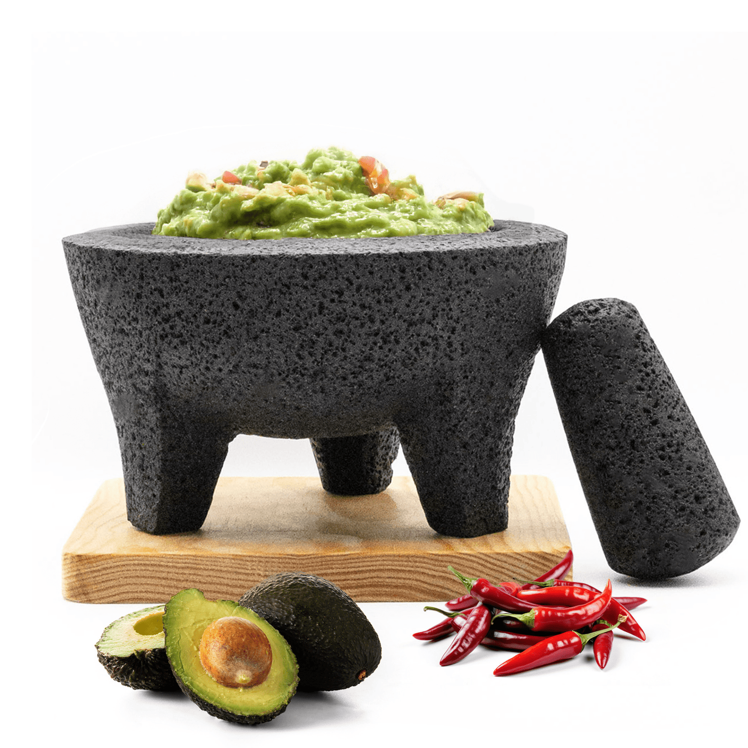 Kit Molcajete de Piedra Volcánica y Tabla de protección - color negro - Axcento - México, Molcajetes y Puras cosas Bellas