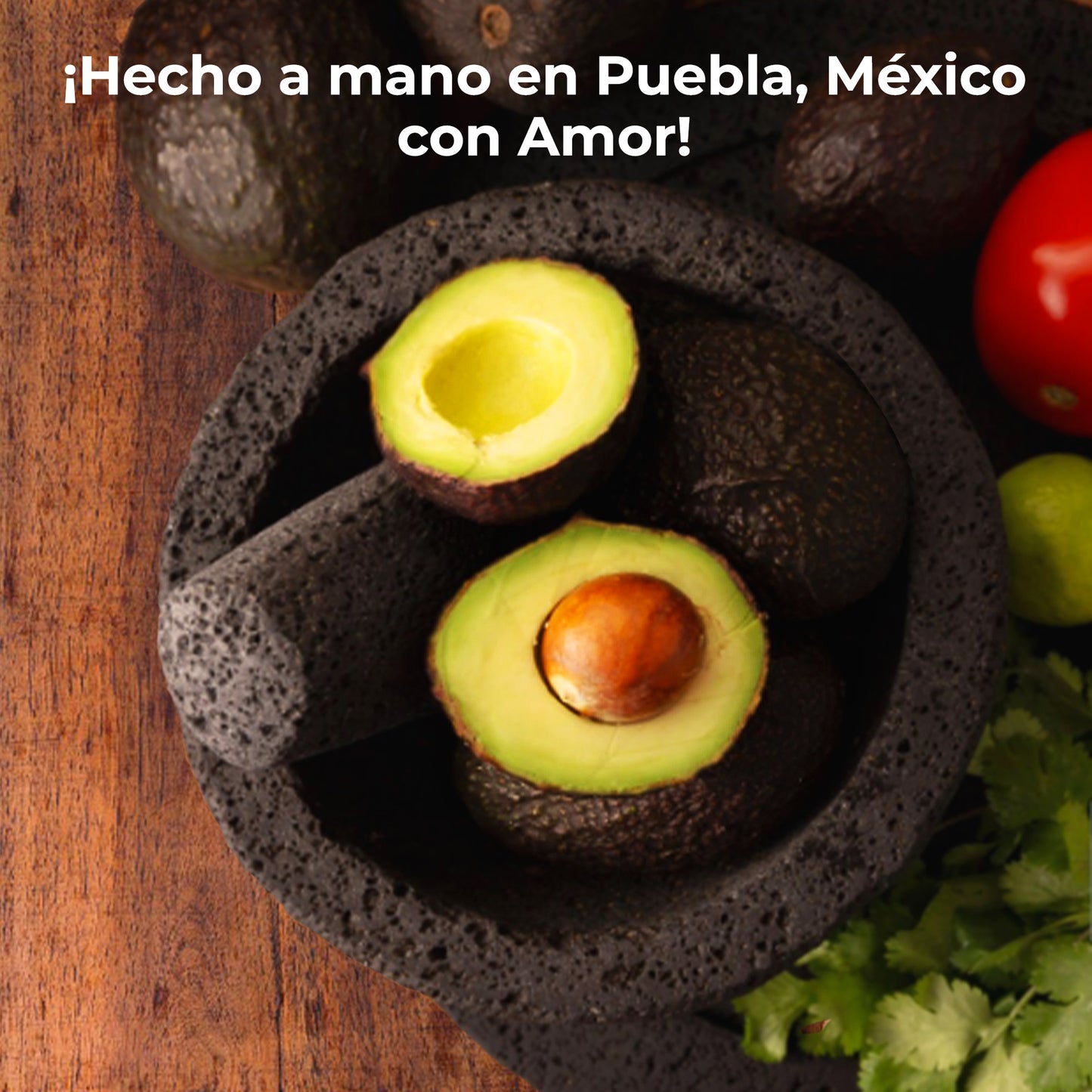 Set Axcento Molcajete de Piedra Volcánica con Mano de Mortero y Tabla Para Picar Cocina Color Negro