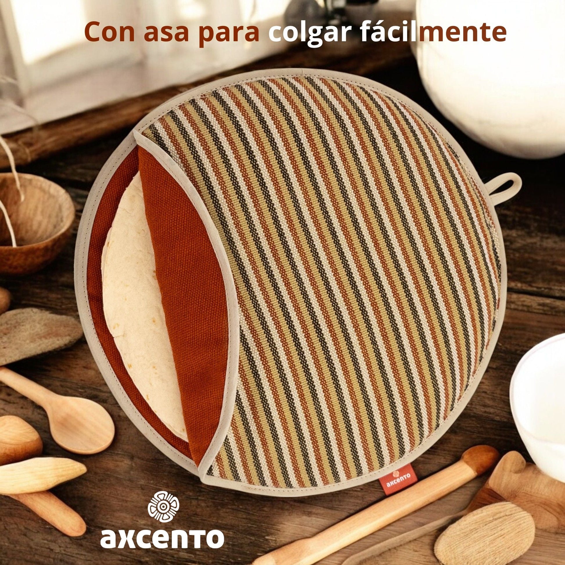 Tortillero para tortillas o pan XL - 30 cm diámetro, hecho de telar. - Axcento - México, Molcajetes y Puras cosas Bellas