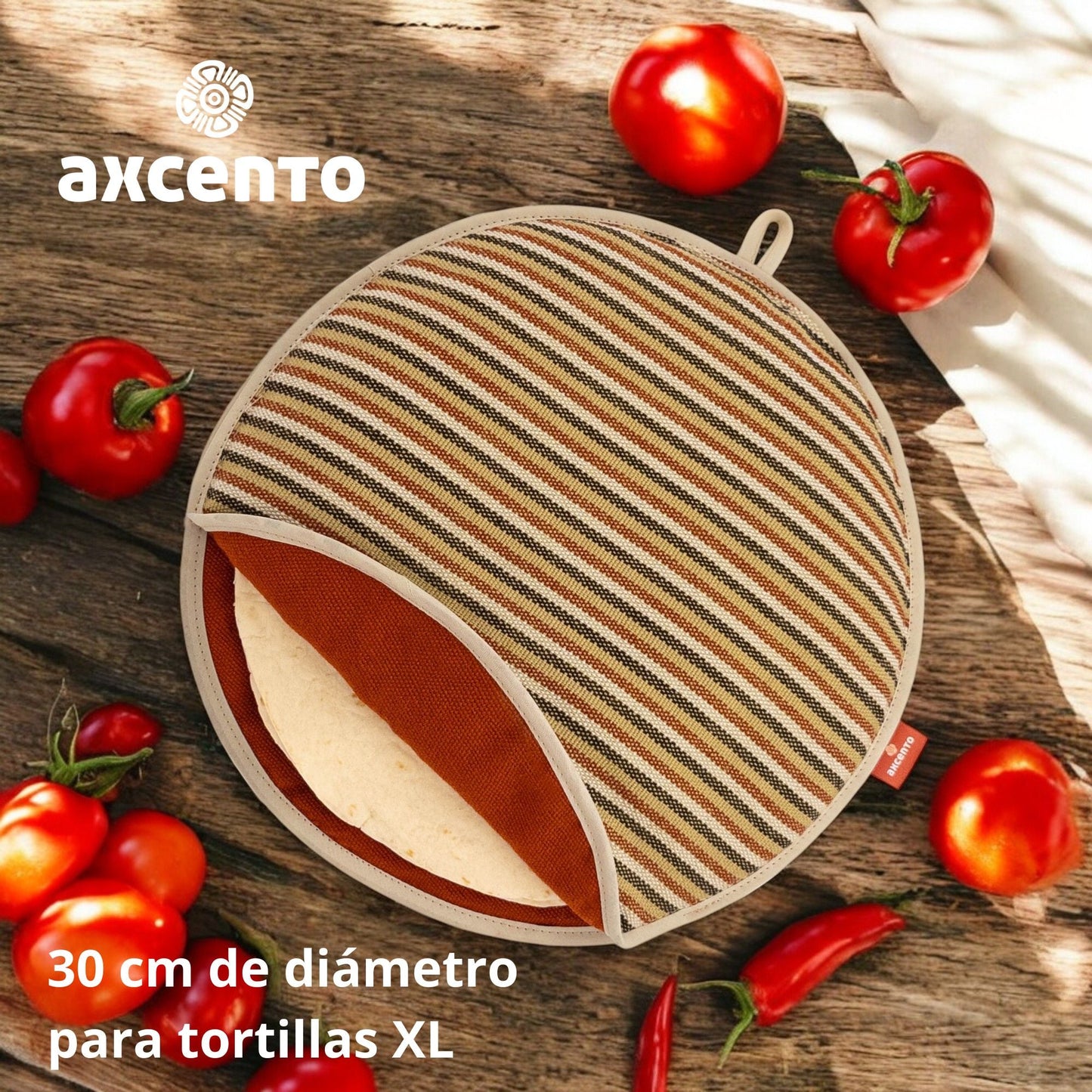Tortillero para tortillas o pan XL - 30 cm diámetro, hecho de telar. - Axcento - México, Molcajetes y Puras cosas Bellas